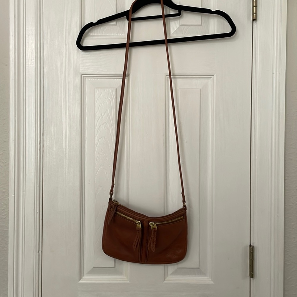 Fossil brown leather crossbody purse